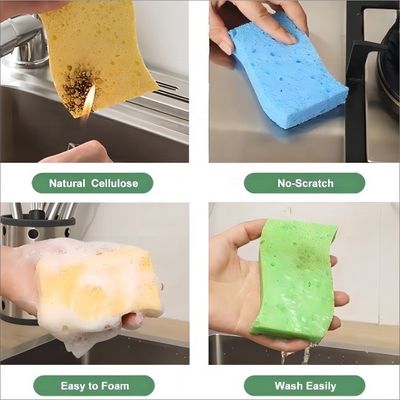 Custom Cellulose Sponge Scourer Thin Natural Vegetable Cellulose Sponges