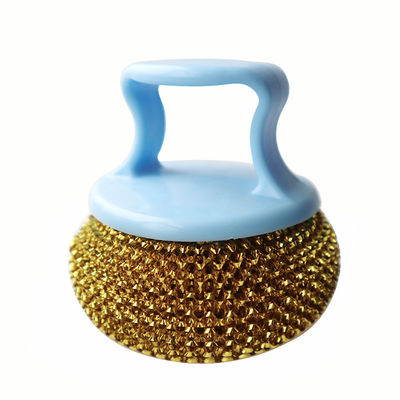 Custom Kitchen Cleaning Scourer PET Handle Stainless Steel Scrubber