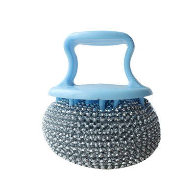 Custom Kitchen Cleaning Scourer PET Handle Stainless Steel Scrubber