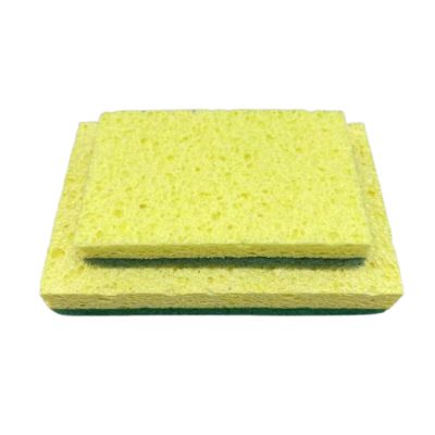 Biodegradable Square Cellulose Sponge Green Yellow Compostable
