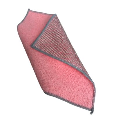 Dual-Sided Dishcloth with Steel Wire and Non-Stick Polyester