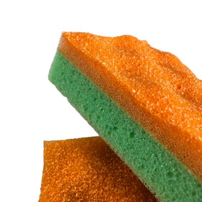 Double-Sided Dish Sponge with Volcanic Texture for Tough Scrubbing