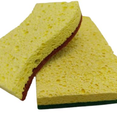 Biodegradable Wood Pulp Sponge Cloth Blue Yellow Compostable