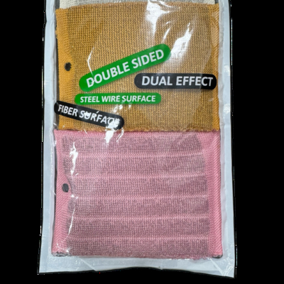 Double-Sided Kitchen Scrubber with Steel Wool & Bamboo Fiber – Antibacterial & Oil-Repellent